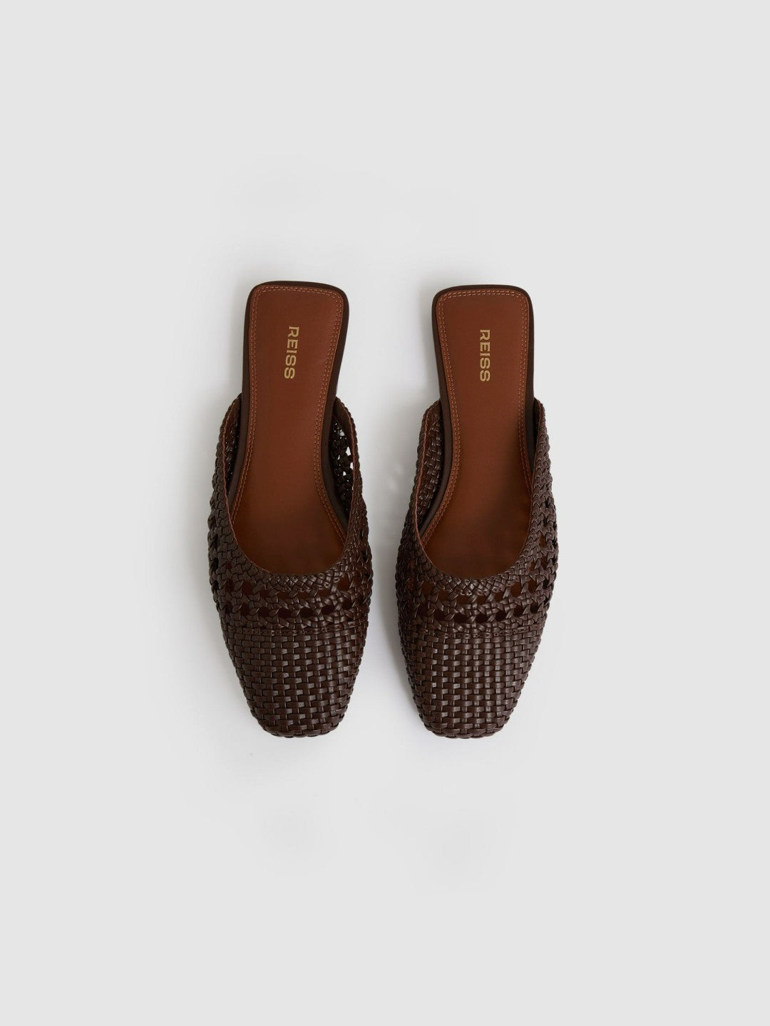 Reiss Sale - Woven Slip-On Mules in Chocolate