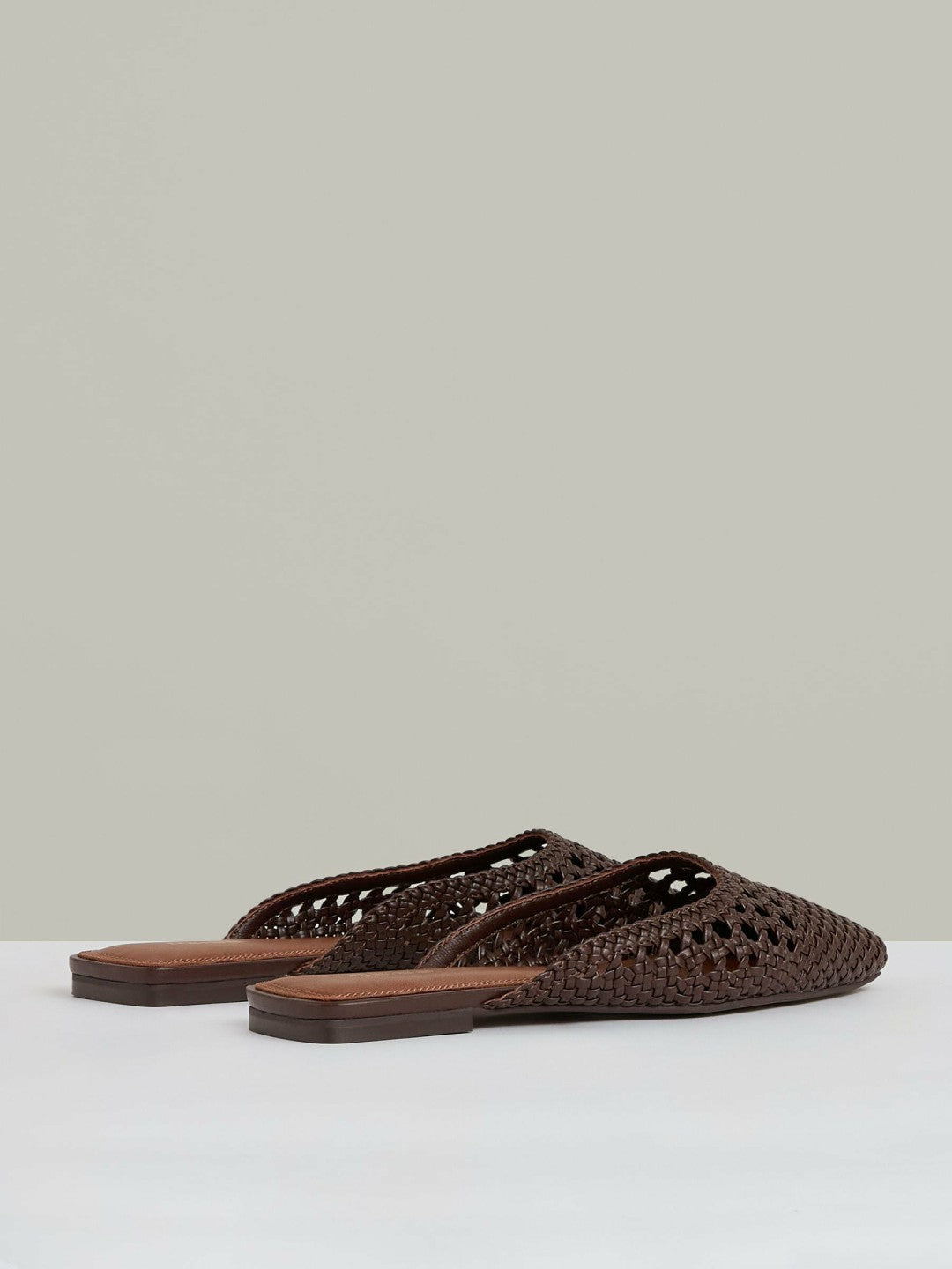 Reiss Sale - Woven Slip-On Mules in Chocolate