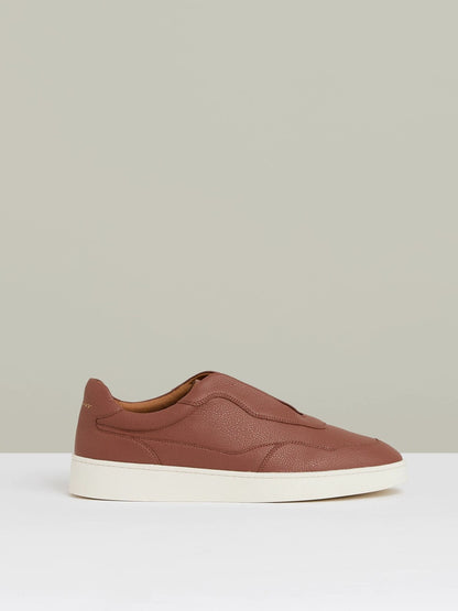 Reiss Value - Leather Elasticated-Lace Trainers in Terracotta Brown