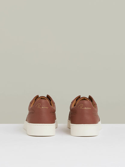 Reiss Value - Leather Elasticated-Lace Trainers in Terracotta Brown