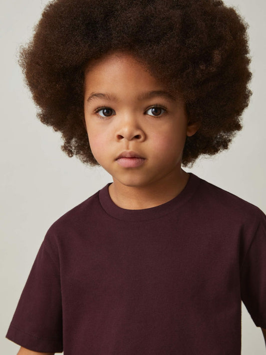 Reiss 9-13 yrs Cotton Crew-Neck T-Shirt in Bordeaux