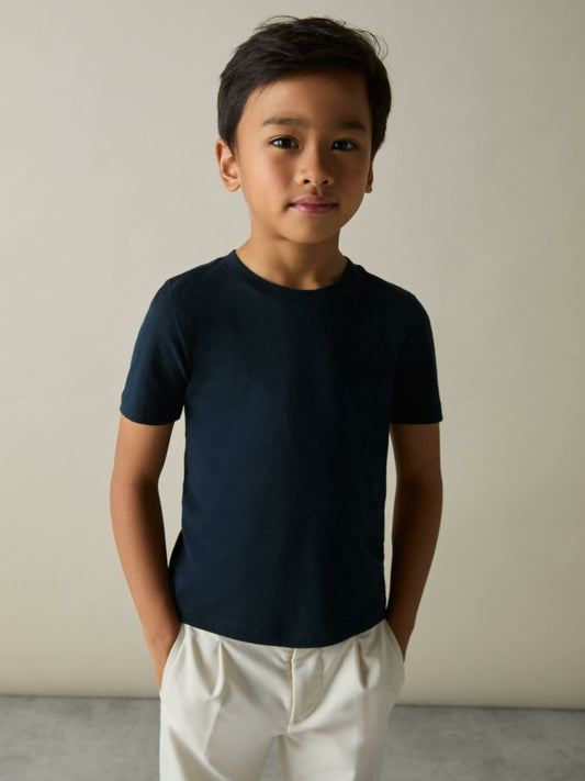Reiss 3-9 yrs Cotton Crew-Neck T-Shirts 3 Pack in White/Navy/Soft Grey
