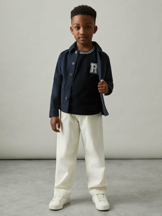 Reiss 3-9 yrs Cotton Letter Patch T-Shirt in Navy