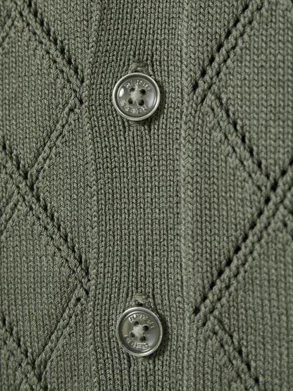 Reiss Best Seller - 3-9 yrs Cotton Blend Diamond Knit Shirt in Dark Sage