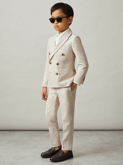 Reiss Offer - 3-9 yrs Slim-Fit Trousers With Wool in Stone