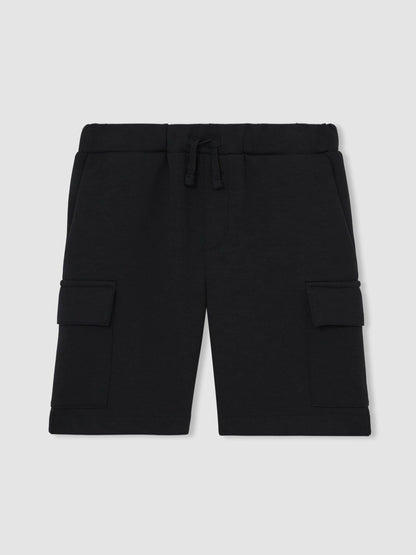 Reiss 3-9 yrs Interlock-Jersey Cargo Shorts in Navy