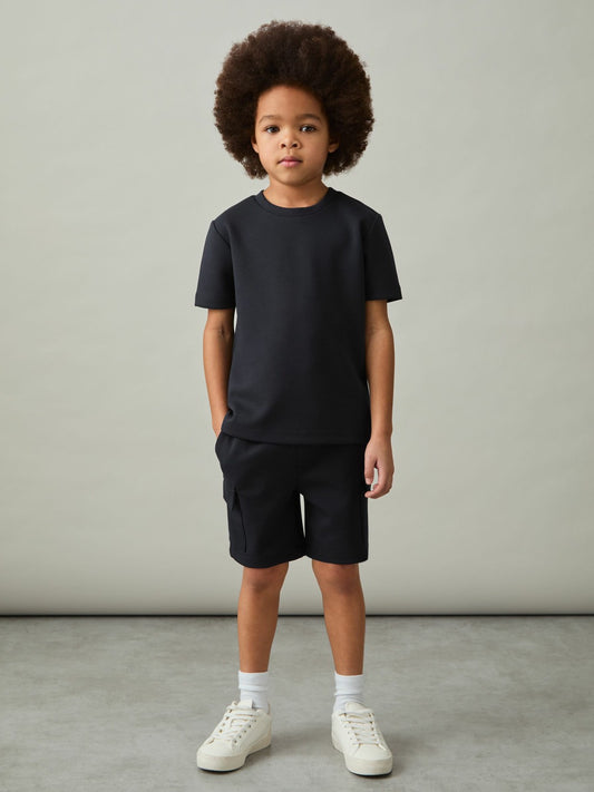 Reiss 3-9 yrs Interlock-Jersey Crew-Neck T-Shirt in Navy