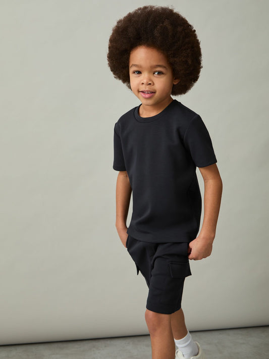 Reiss 9-13 yrs Interlock-Jersey Crew-Neck T-Shirt in Navy
