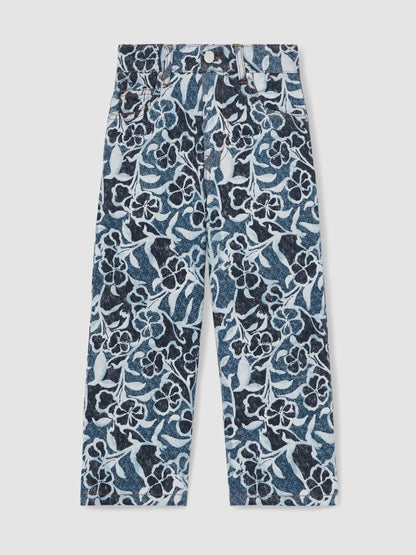 Reiss 9-13 yrs Floral-Print Straight-Leg Jeans in Blue