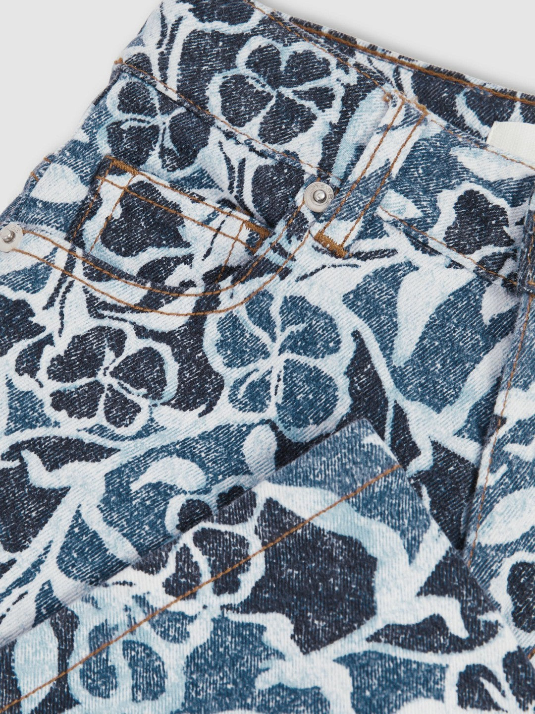 Reiss 9-13 yrs Floral-Print Straight-Leg Jeans in Blue
