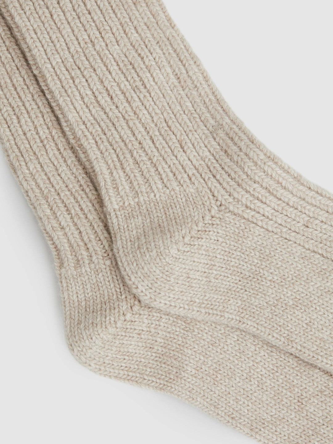 Reiss Sale - Rib-Knit Socks With Cashmere in Oatmeal