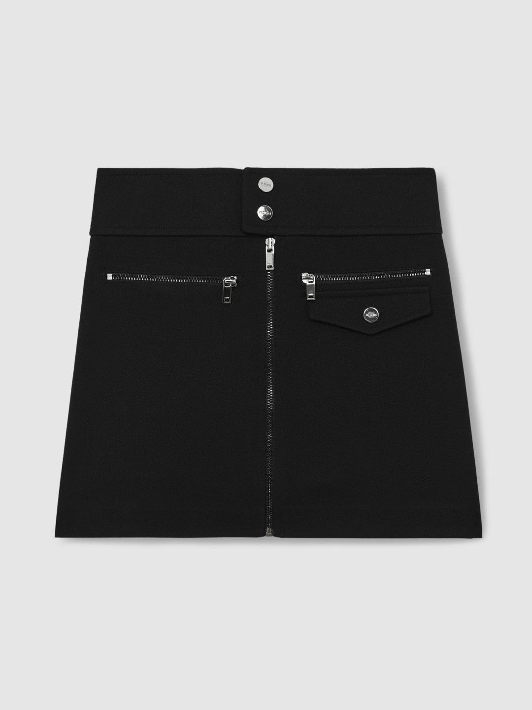 Reiss Sale - 9-13 yrs Piqué Zip-Detail Mini Skirt in Black