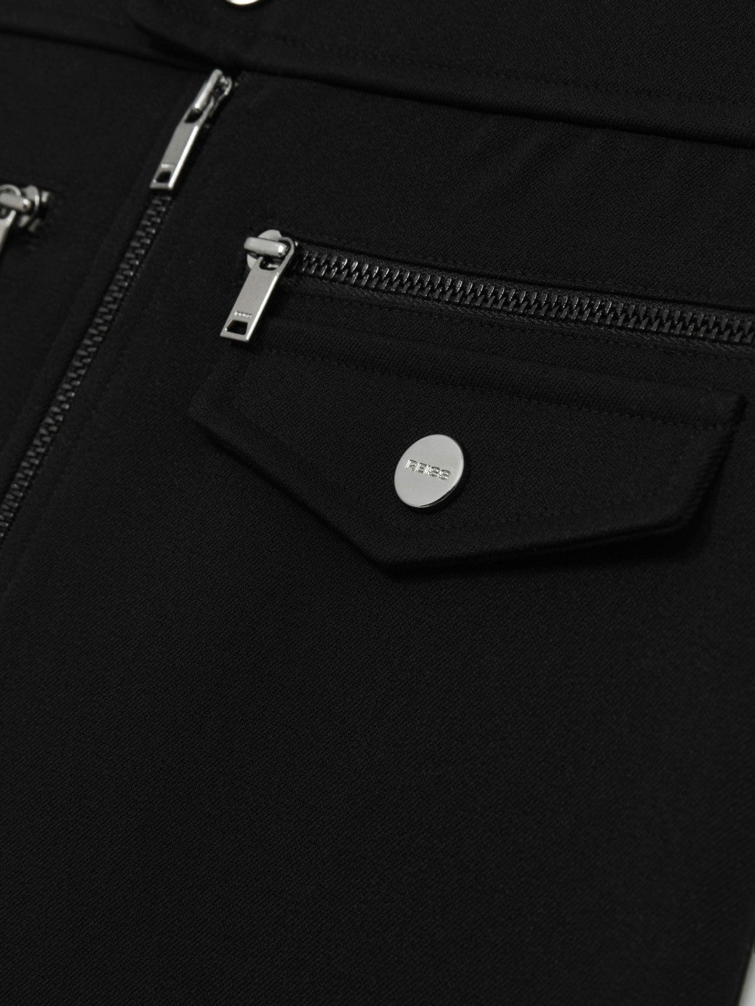 Reiss Sale - 9-13 yrs Piqué Zip-Detail Mini Skirt in Black