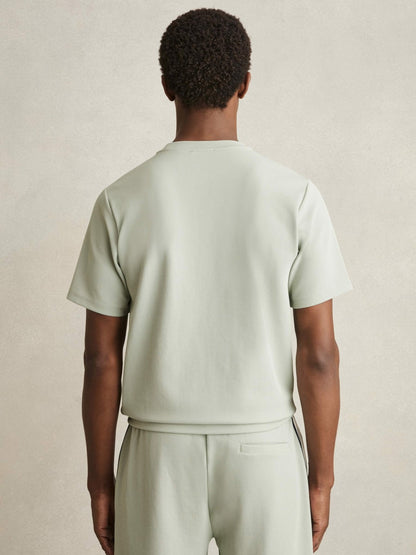 Reiss Offer - Textured Crew-Neck T-Shirt in Sage Green