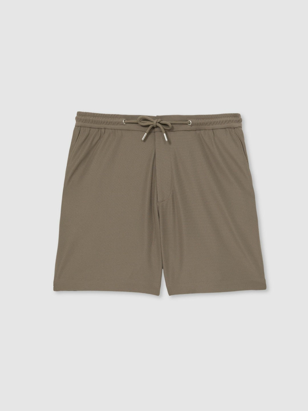 Reiss Value - Textured Drawstring Shorts in Mocha Brown