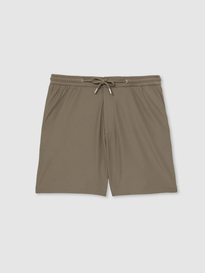 Reiss Value - Textured Drawstring Shorts in Mocha Brown