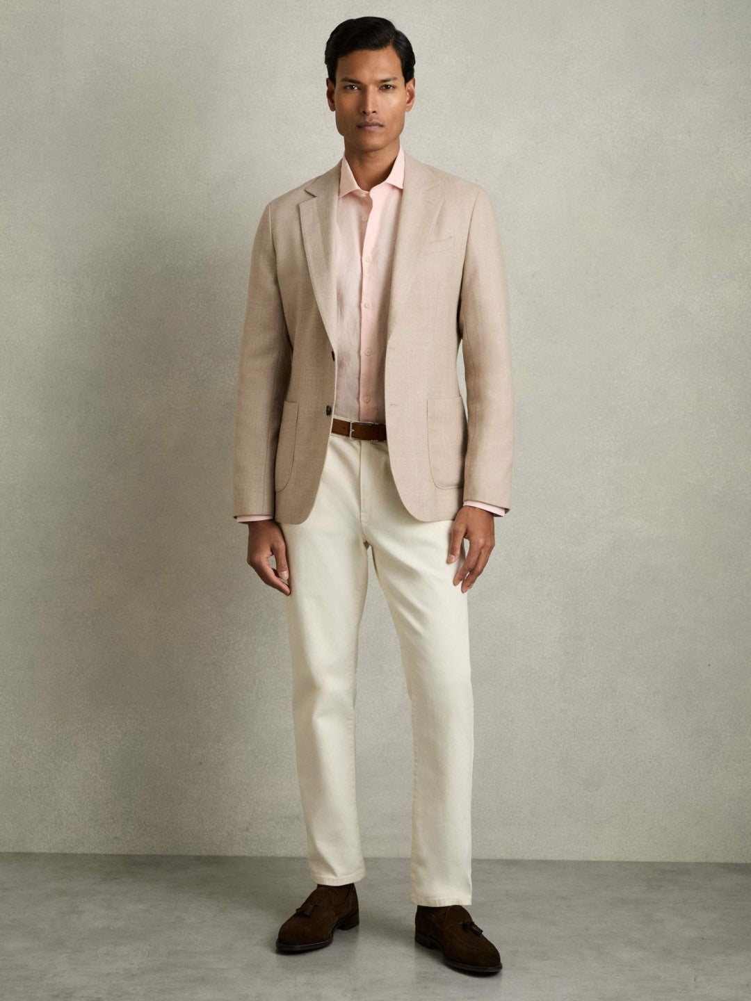Reiss Sale - Linen Button-Through Shirt in Prep Pink