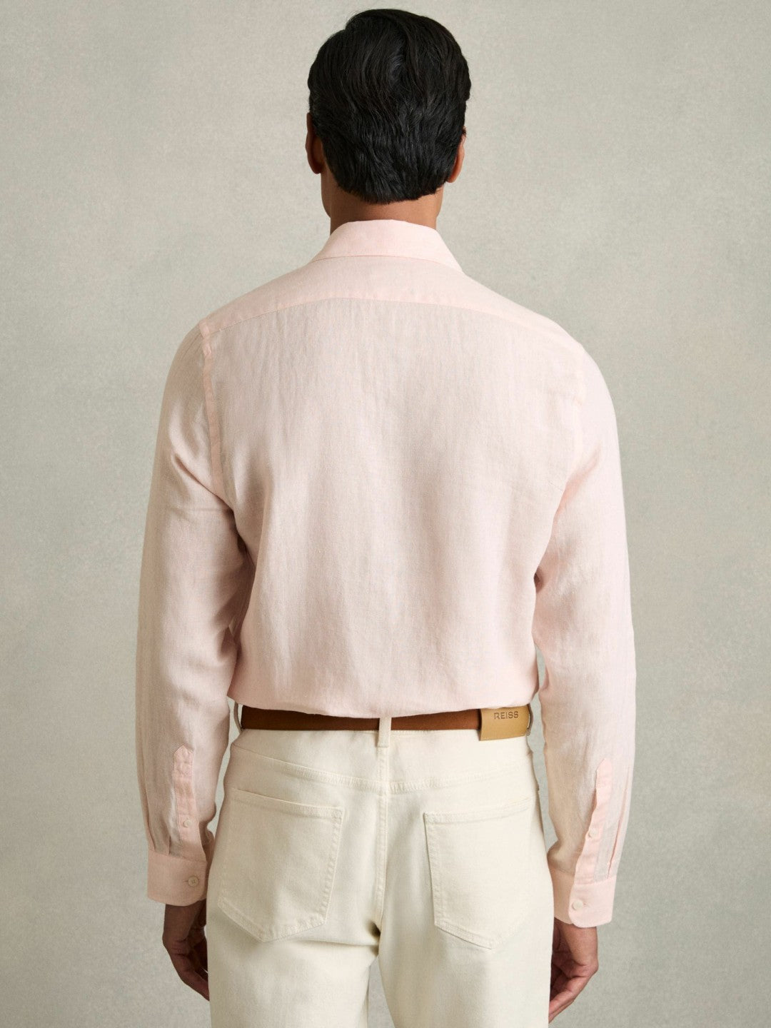Reiss Sale - Linen Button-Through Shirt in Prep Pink