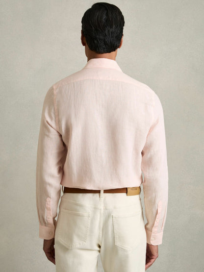 Reiss Sale - Linen Button-Through Shirt in Prep Pink