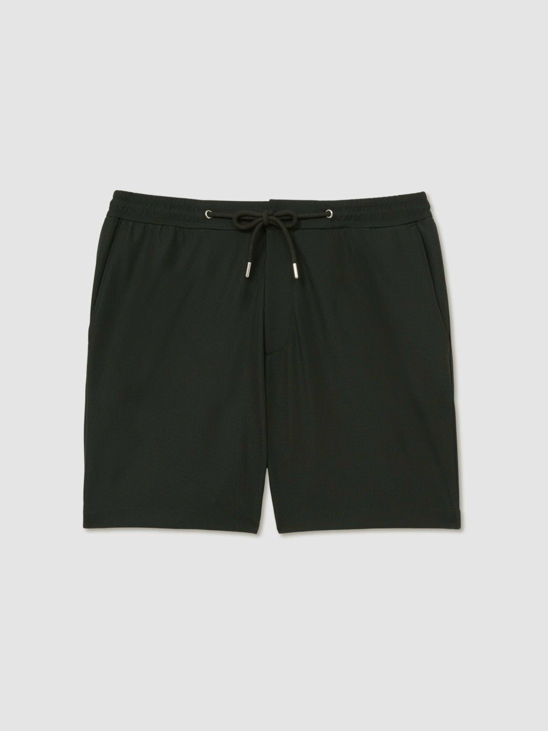 Reiss Featured - Textured Drawstring Shorts in Dark Green