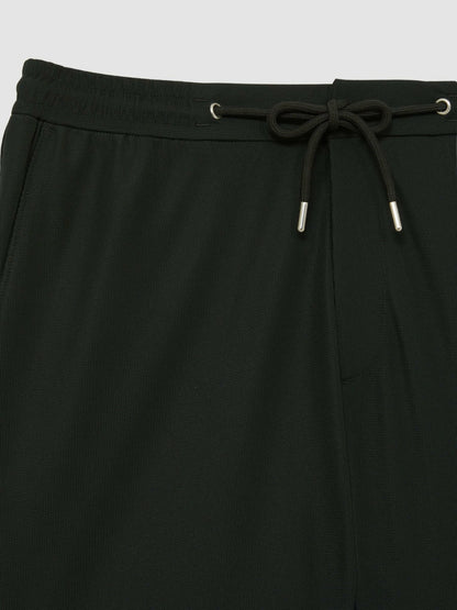 Reiss Featured - Textured Drawstring Shorts in Dark Green