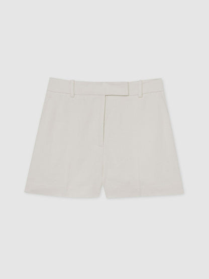 Reiss Deal - Linen-Blend Tailored Shorts in White