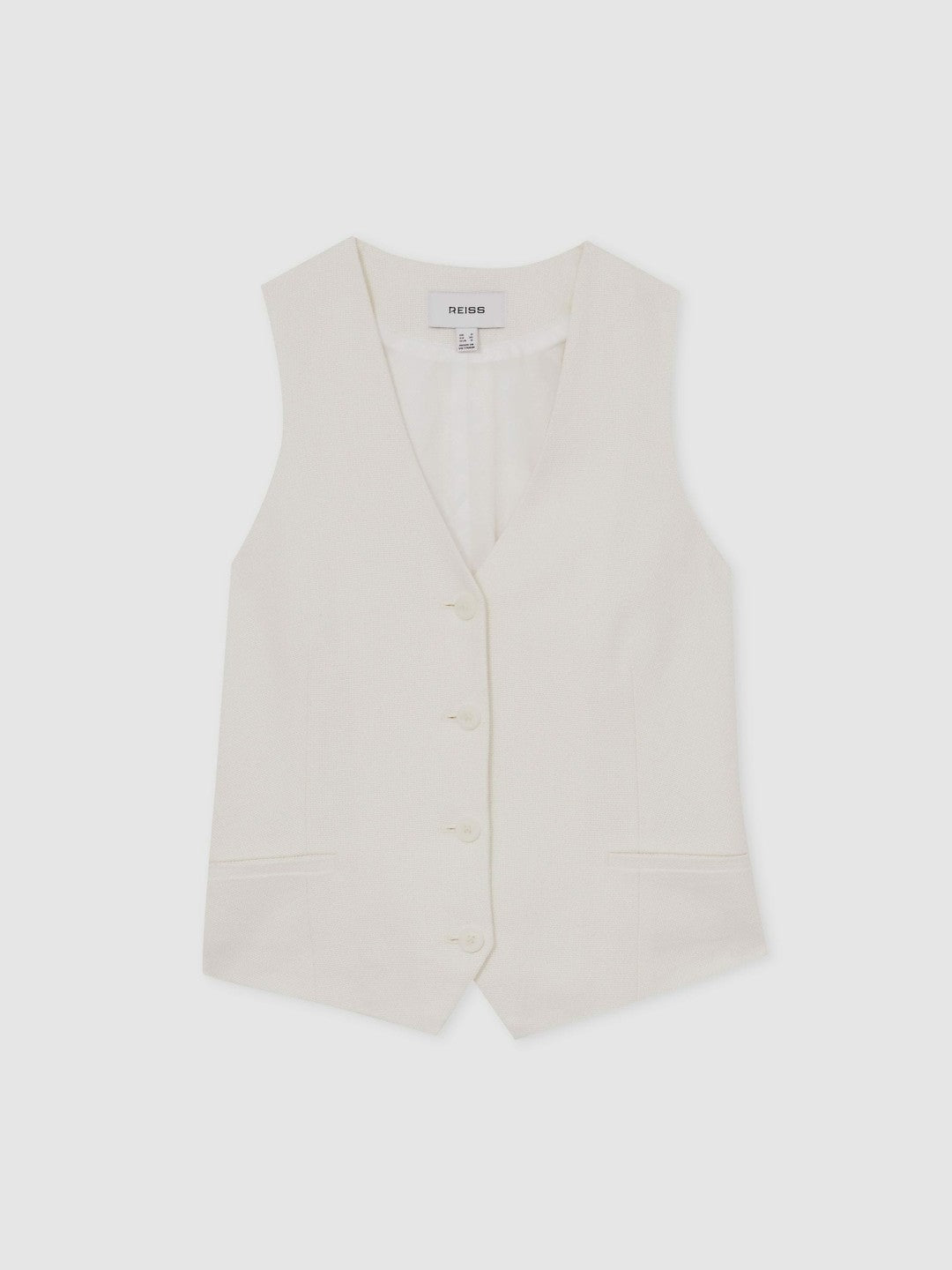 Reiss Value - Linen-Blend Button-Through Waistcoat in White