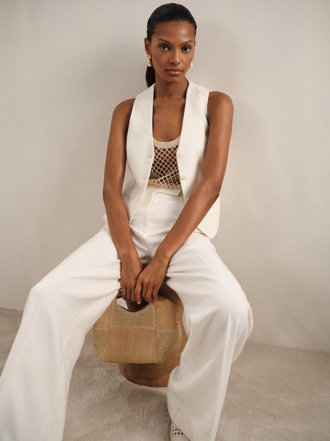 Reiss Value - Linen-Blend Button-Through Waistcoat in White