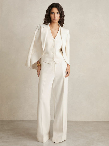 Reiss Value - Linen-Blend Button-Through Waistcoat in White