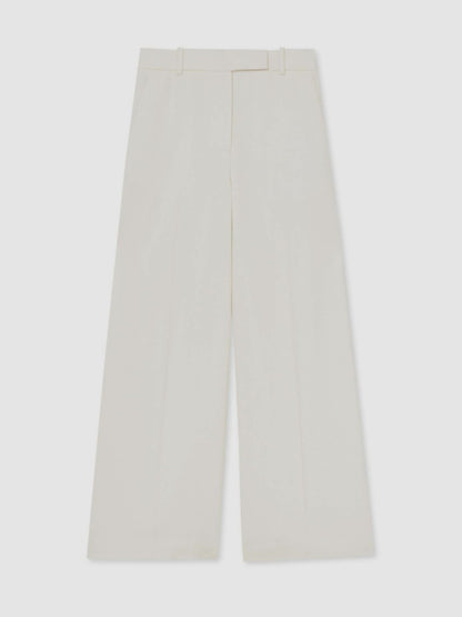 Reiss Linen-Blend Wide-Leg Trousers in White
