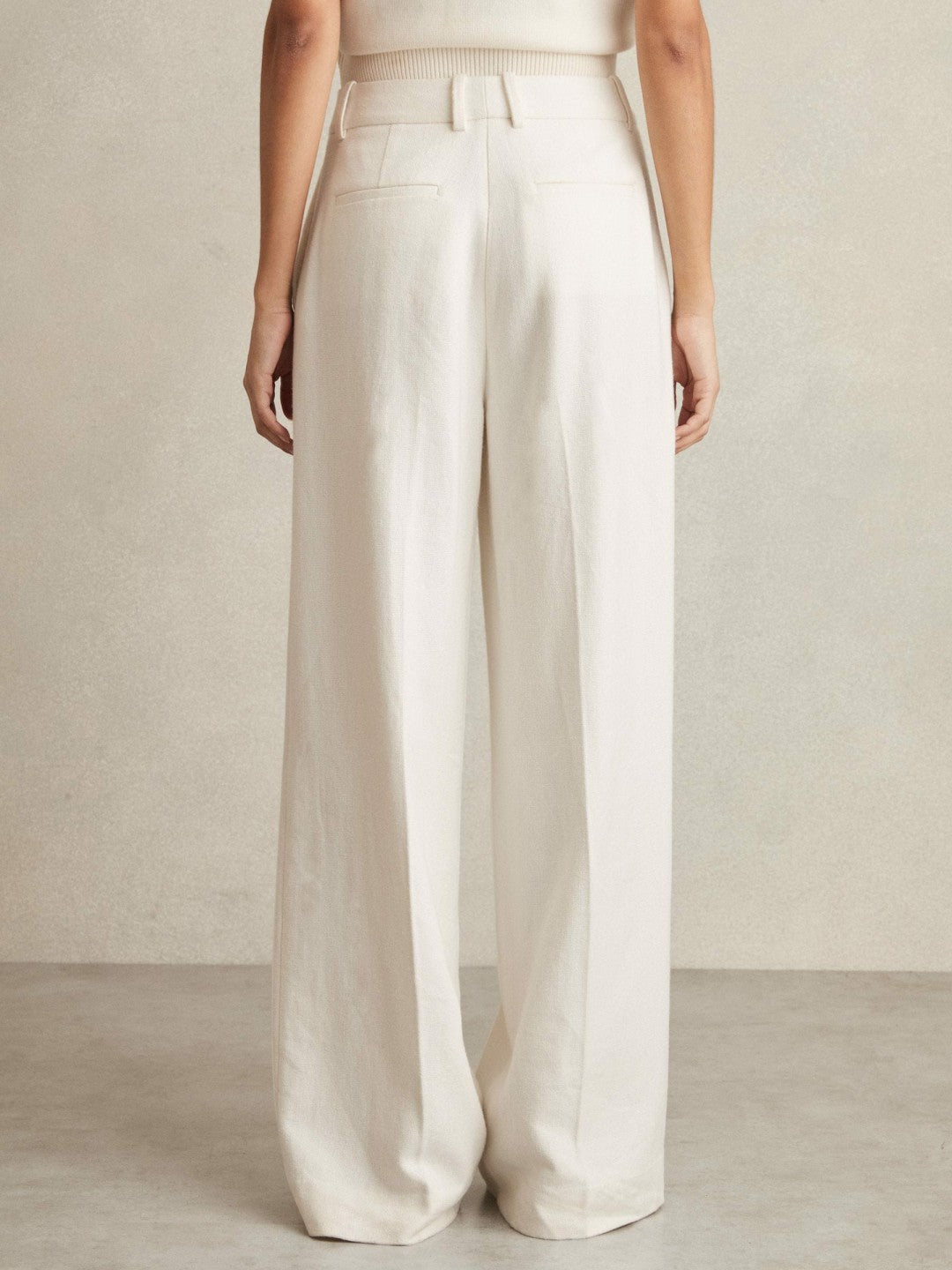 Reiss Linen-Blend Wide-Leg Trousers in White