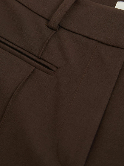 Reiss Petite High Rise Flared Trousers in Chocolate Brown