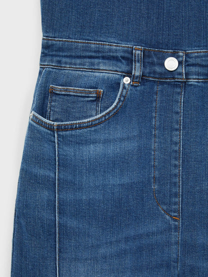 Reiss Wide-Leg Racer-Back Denim Jumpsuit in Indigo