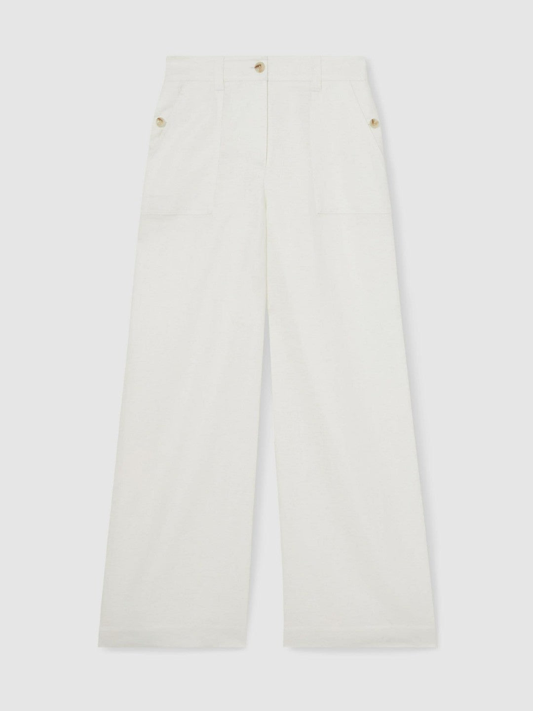 Reiss Petite Linen Wide Leg Trousers in White