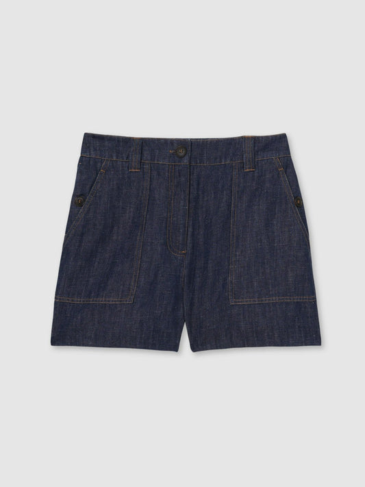 Reiss Affordable - Linen Shorts in Indigo
