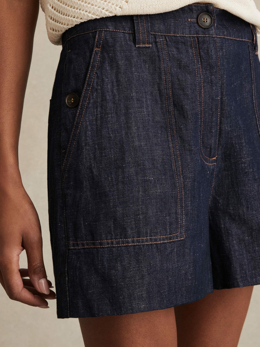Reiss Affordable - Linen Shorts in Indigo