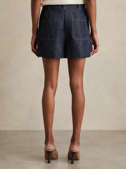 Reiss Affordable - Linen Shorts in Indigo