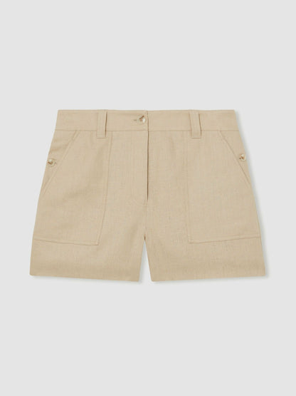 Reiss Value - Linen Shorts in Neutral