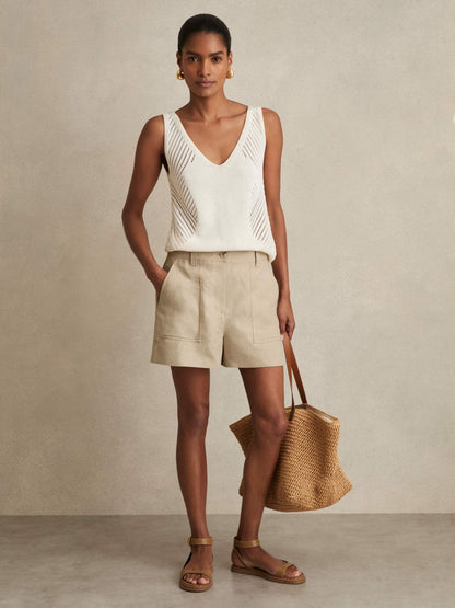 Reiss Value - Linen Shorts in Neutral