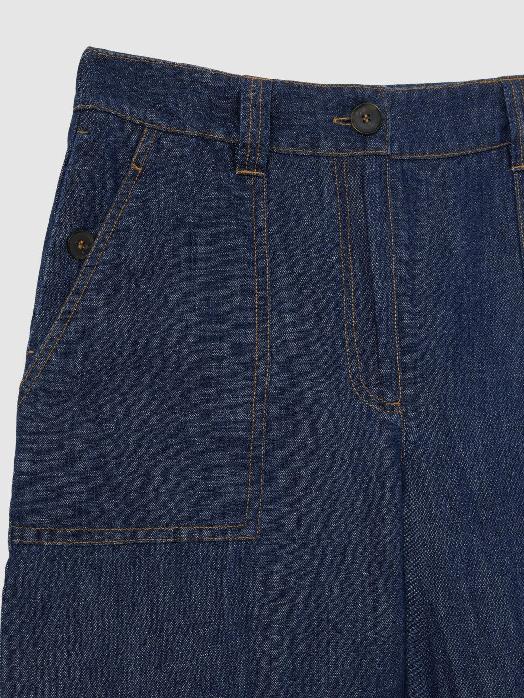 Reiss Popular Choice - Petite Linen Wide Leg Trousers in Indigo