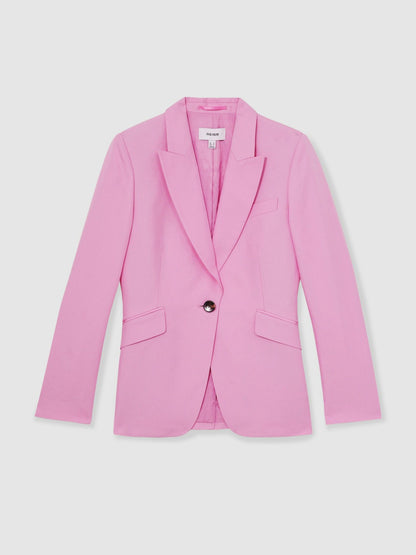 Reiss Savings - Single Breasted Suit Jacket With Linen in Pink