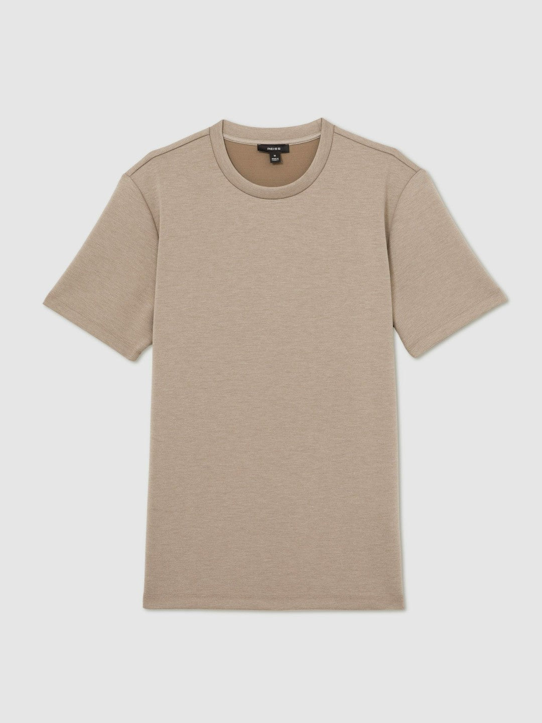 Reiss Savings - Interlock Jersey Crew Neck T-Shirt in Taupe Brown