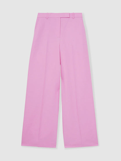 Reiss Value - Wide-Leg Trousers With Linen in Pink