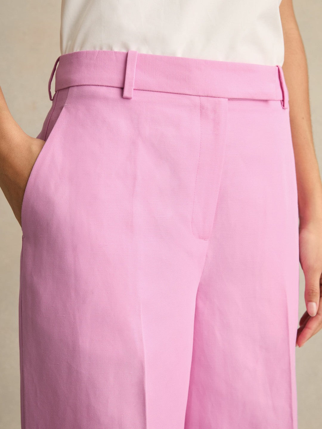 Reiss Value - Wide-Leg Trousers With Linen in Pink