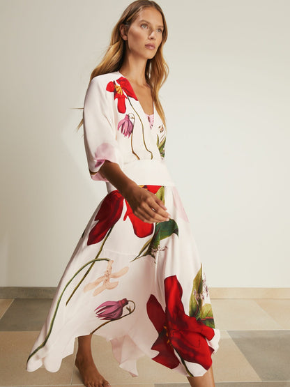 Reiss | NYBG Floral-Print Maxi Dress in Ivory