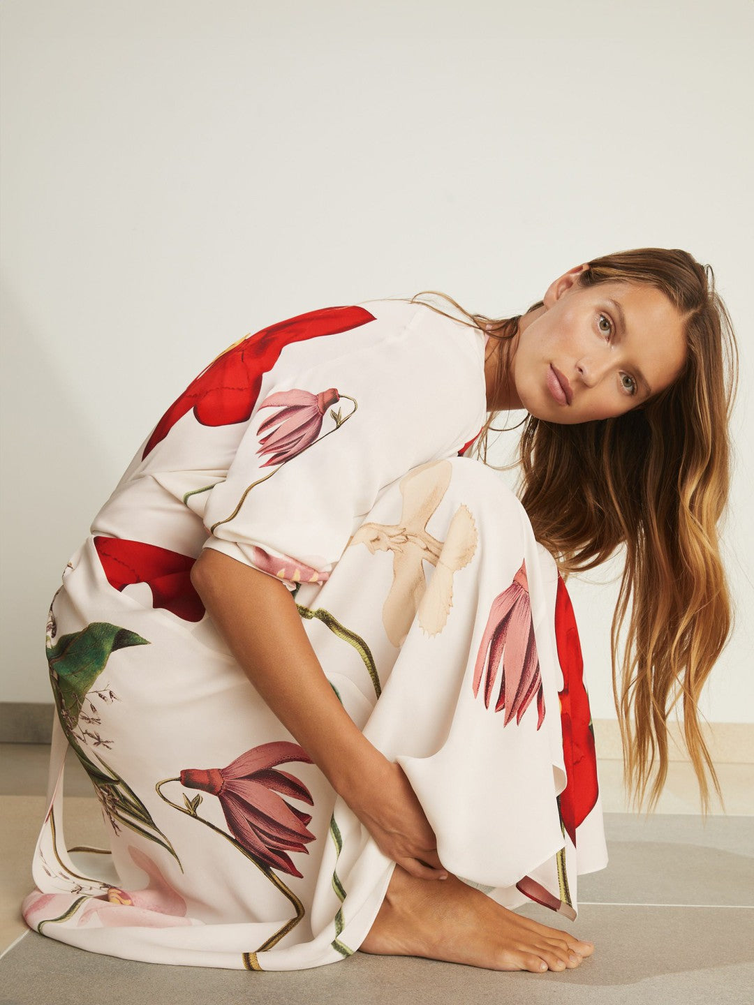 Reiss | NYBG Floral-Print Maxi Dress in Ivory
