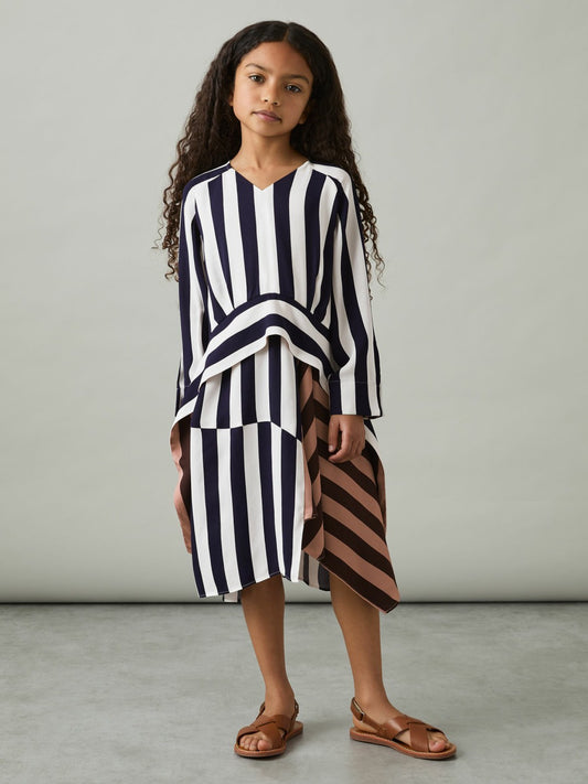 Reiss Sale - 4-9 yrs Stripe-Print Handkerchief Dress in Multi