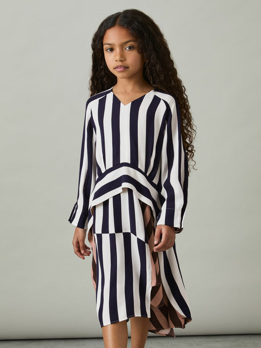 Reiss Popular Choice - 9-13 yrs Stripe-Print Handkerchief Dress in Multi