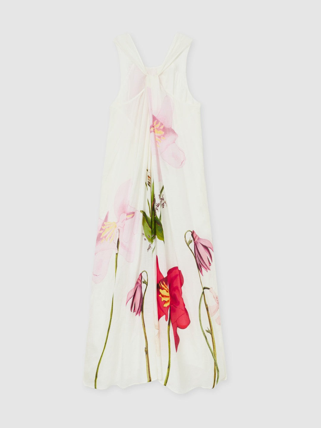 Reiss NYBG Floral Print Maxi Dress With Linen in Ivory
