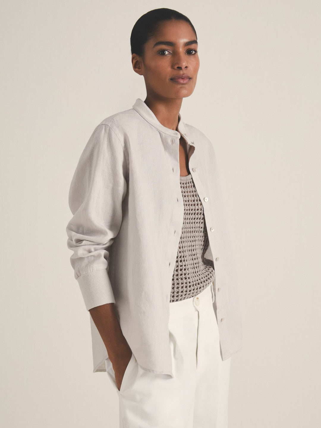 Reiss Featured - | Les 100 Ciels Linen Shirt in Soft Grey